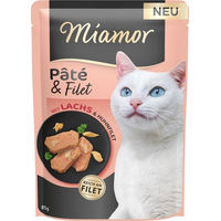 Produktbild von Miamor Pâté & Filet Katzen Nassfutter mit Lachs und Huhn Adult 10 x 85 g Beutel getreidefrei - 10 x 85 g