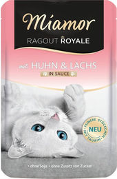 Produktbild von Miamor Ragout Royale Katzenfutter Huhn und Lachs in Sauce für erwachsene Katzen 22x100g