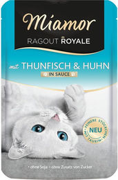 Produktbild von Miamor Ragout Royale Katzenfutter mit Thunfisch und Huhn in Sauce für erwachsene Katzen 22x100g