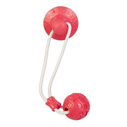 Produktbild von MICA Hundespielzeug Spielball mit Seil in Rot ca. 39 cm - 39 cm