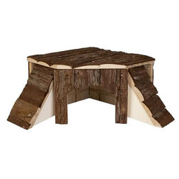MICA Nagerhaus aus Holz mit zwei Rampen in Natur Braun ca. 35 x 37 x 15 cm – Bild 1 von 2