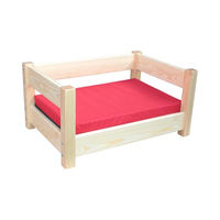Produktbild von Micoland Hundebett und Katzenbett aus massivem Kiefernholz mit Matratze Rot 60x40 cm - 60 cm