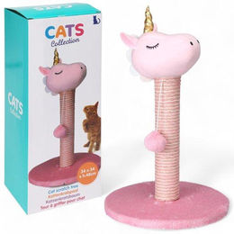 MIJOMA Katzen Kratzpfosten mit Sisal und Plüschball in Dino-Grün oder Einhorn-Rosa 48 cm hoch – Bild 1 von 1