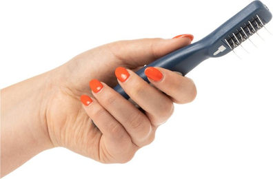 Mikki Doodle De-Matter Edelstahl-Fellpflegebürste für Hunde und Welpen in Blau – Bild 1 von 8