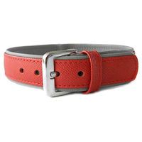Produktbild von Milano Hundehalsband aus Leder Carnelian Stone in Rot und Grau 30 cm x 12 mm
