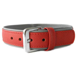 Produktbild von Milano Lederband Hundehalsband Carnelian Stone Rot Grau 45 cm 25 mm