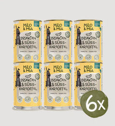 Milo & Mia Hundefutter Insekten & Süßkartoffel Stückchen in Sauce Vorteilspaket 6x400g - 6 x 400 g – Bild 1 von 4