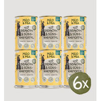 Produktbild von Milo & Mia Hundefutter Insekten & Süßkartoffel Stückchen in Sauce Vorteilspaket 6x400g - 6 x 400 g