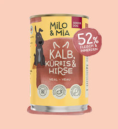 Produktbild von MILO & MIA Hundefutter Kalb mit Stückchen in Sauce 400g glutenfrei - 400 g