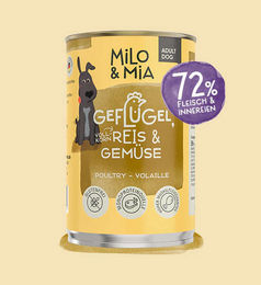 Produktbild von Milo & Mia Nassau Nassfutter Geflügel mit Huhn und Pute in Sauce 400g