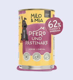 Produktbild von Milo & Mia Pferd & Pastinake Stückchen in Sauce für Pferde getreidefrei und glutenfrei 400g