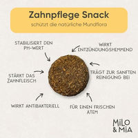 Produktbild von Milo & Mia Zahnpflege-Snack für Hunde mit Huhn und Erbsenprotein hypoallergen 300g - 300 g