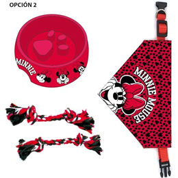 Minnie Mouse Willkommensgeschenkset für Hunde mit Futternapf, Halstuch, Seil und Halsband in Rosa und Rot – Bild 1 von 6