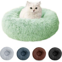 Produktbild von mixed24 Hundebett und Katzenbett Donut Kissen aus Plüsch rund grau und waschbar