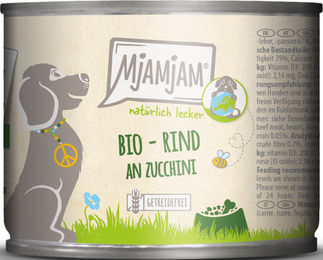 Produktbild von MjAMjAM Bio Hundefutter Rind mit Zucchini mit hohem Fleischanteil 200 g - 6 x 200 g