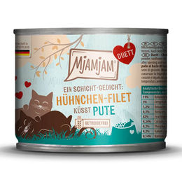 Produktbild von MjAMjAM Cat Duett Katzen Nassfutter Hühnchen-Filet und Pute Stückchen in Soße für erwachsene Katzen 6 x 190 g - 6 x 190 g