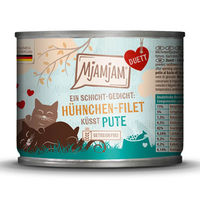 Produktbild von MjAMjAM Cat Duett Katzen Nassfutter Hühnchen-Filet und Pute Stückchen in Soße für erwachsene Katzen 6 x 190 g - 6 x 190 g