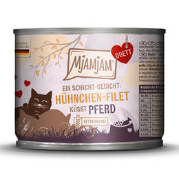 Produktbild von MjAMjAM Cat Duett Katzenfutter Hühnchen-Filet und Pferd Stückchen in Soße für erwachsene Katzen 6 x 190 g - 6 x 190 g