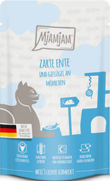 MjAMjAM Cat Katzenfutter Ente und Geflügel mit Möhrchen Getreidefrei Mousse 12 x 125 g - 12 x 125 g – Bild 1 von 2