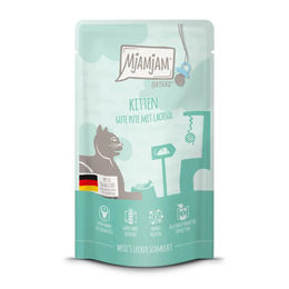 Produktbild von MjAMjAM Cat Kitten Mousse Pute mit Lachs Tube mit hohem Fleischanteil 12 x 125 g - 12 x 125 g