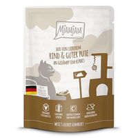 Produktbild von MjAMjAM Cat Quetschie Nassfutter für erwachsene Katzen Rind und Pute getreidefrei mit hohem Fleischanteil 6 x 300 g - 6 x 300 g