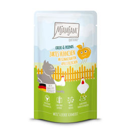 Produktbild von MjAMjAM Chicks & Friends Hühnchen an Apfel Quetschie für Küken, 12x125g, getreidefrei und glutenfrei