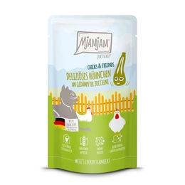 Produktbild von MjAMjAM Chicks & Friends Hühnchen an Zucchini Getreidefreie Quetschie Beutel für Küken 12x125g