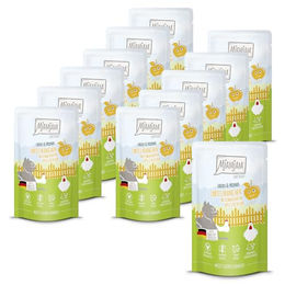 MjAMjAM Chicks & Friends Quetschie Hühnchen mit Apfelstückchen getreidefrei und mit hohem Fleischanteil 12 x 125g - 12 x 125 g – Bild 1 von 2