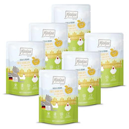 MjAMjAM Chicks & Friends Quetschie Hühnchen mit Apfelstückchen in Sauce getreidefrei hoher Fleischanteil 6 x 300g - 6 x 300 g – Bild 1 von 2