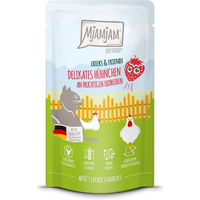 Produktbild von MjAMjAM Chicks und Friends Quetschie Hühnchen mit Erdbeeren getreidefrei mit hohem Fleischanteil 12x125g