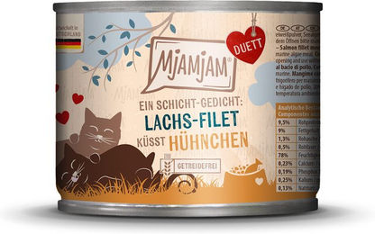 Produktbild von MjAMjAM Duett Getreidefreies Nassfutter Lachs-Filet und Huhn für Katzen 6x190g - 6 x 190 g
