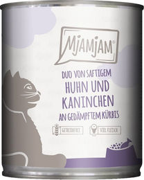 Produktbild von MjAMjAM Duo Huhn und Kaninchen mit Kürbis für Kleintiere ohne Zucker 6x800g - 6 x 800 g