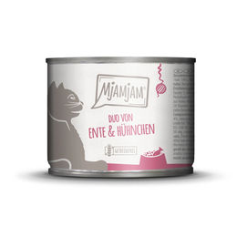 Produktbild von MjAMjAM DUO Hundefutter Ente und Hühnchen mit Möhrchen getreidefrei und ohne Zucker 24x200g