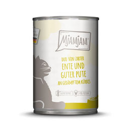 Produktbild von MjAMjAM DUO Hundefutter Ente und Pute an Kürbis getreidefrei und ohne Zucker 6x400g