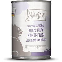 Produktbild von MjAMjAM DUO Katzenfutter Huhn und Kaninchen mit Kürbis getreidefrei und ohne Zucker 24x400g