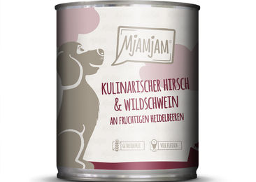 MjAMjAM Hund Nassfutter Hirsch und Wildschwein mit Preiselbeeren getreidefrei 6 x 800 g - 6 x 800 g – Bild 1 von 6