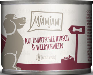 MjAMjAM Hund Nassfutter Hirsch und Wildschwein mit Preiselbeeren Getreidefrei Monoprotein Adult 6 x 200 g - 6 x 200 g – Bild 1 von 5