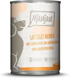 Produktbild von MjAMjAM Hundefutter Adult Huhn mit Ente und Möhrchen Glutenfrei 6x400 g - 6 x 400 g