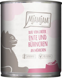 Produktbild von MjAMjAM Hundefutter Duo Ente und Huhn mit Möhrchen ohne Zucker 24x800g - 24 x 800 g