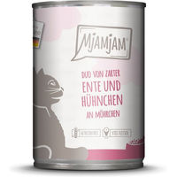 Produktbild von MjAMjAM Hundefutter Duo Ente und Hühnchen mit Möhrchen getreidefrei und ohne Zucker 24x400g