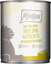 Produktbild von MjAMjAM Hundefutter Duo Ente und Pute mit Kürbis ohne Zucker 24x800g - 24 x 800 g
