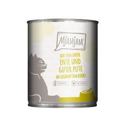 Produktbild von MjAMjAM Hundefutter Duo Ente und Pute mit Kürbis Stückchen in Sauce ohne Zucker 24x800g - 24 x 800 g