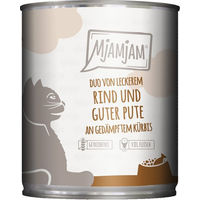 Produktbild von MjAMjAM Hundefutter Duo Rind und Pute an Kürbis ohne Zucker 24x800g - 24 x 800 g