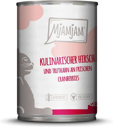 Produktbild von MjAMjAM Hundefutter Hirsch und Truthahn getreidefrei ohne Zucker 6x400g