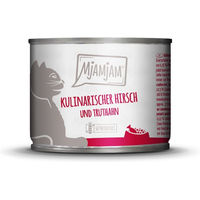 Produktbild von MjAMjAM Hundefutter Hirsch und Truthahn Stückchen in Sauce getreidefrei ohne Zucker 6x200g