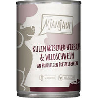Produktbild von MjAMjAM Hundefutter Hirsch und Wildschwein mit Preiselbeeren 6x400g