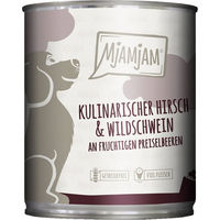 Produktbild von MjAMjAM Hundefutter Hirsch und Wildschwein mit Preiselbeeren Stückchen in Sauce 6x800g