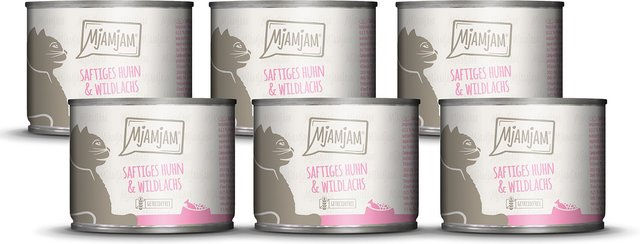 Produktbild von MjAMjAM Hundefutter Huhn und Wildlachs getreidefrei 1200g - 6 x 200 g