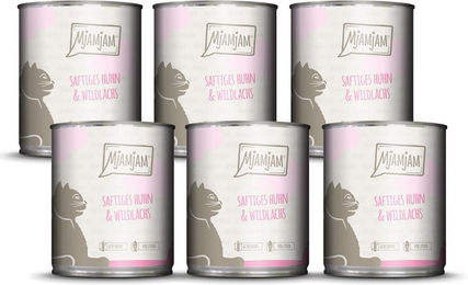 Produktbild von MjAMjAM Hundefutter Huhn und Wildlachs getreidefrei ohne Konservierungsstoffe und Zucker 4800g - 6 x 800 g