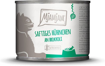 Produktbild von MjAMjAM Hundefutter Hühnchen an Brokkoli Stückchen in Sauce getreidefrei ohne Zucker 24x200g